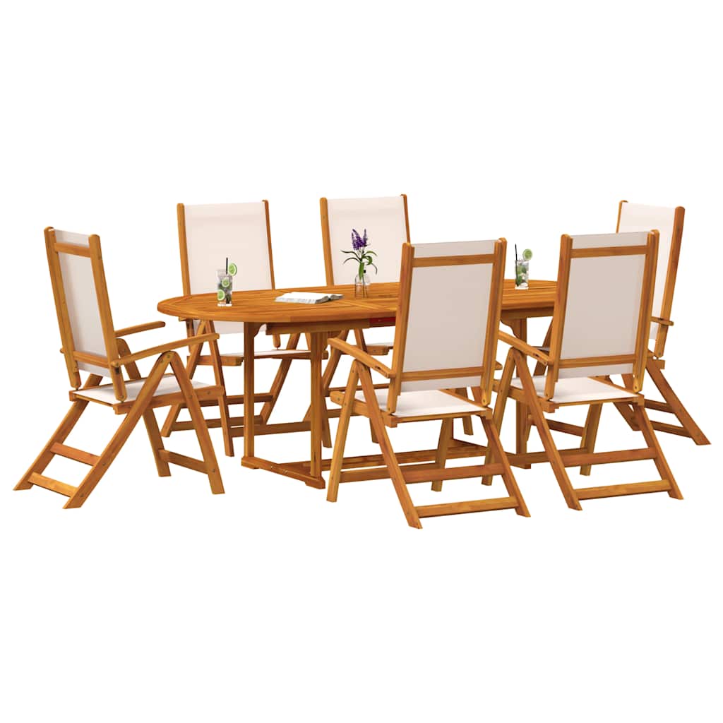 Set Pranzo da Giardino 7pz Legno Massello di Acacia e Textilene | homemem39