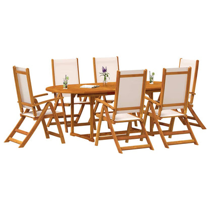 Set Pranzo da Giardino 7pz Legno Massello di Acacia e Textilene | homemem39