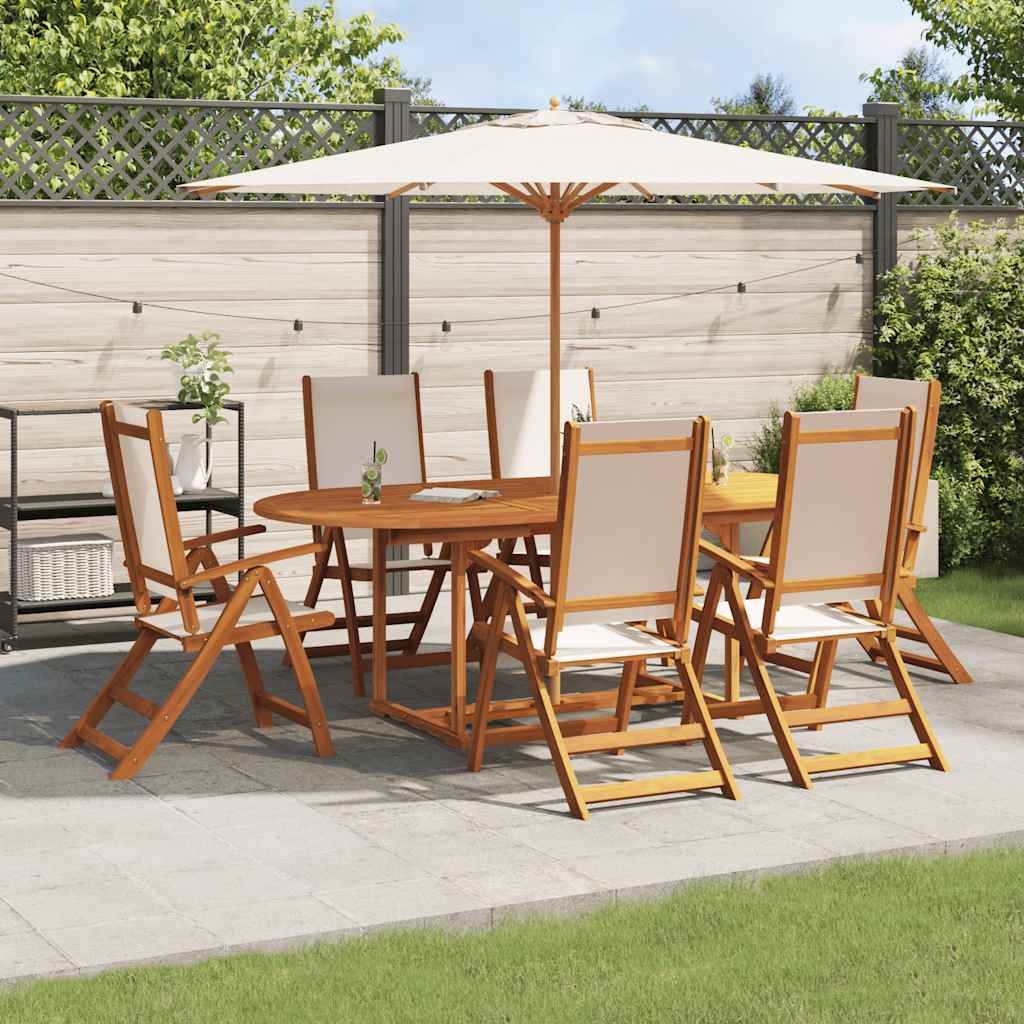 Set Pranzo da Giardino 7pz Legno Massello di Acacia e Textilene | homemem39