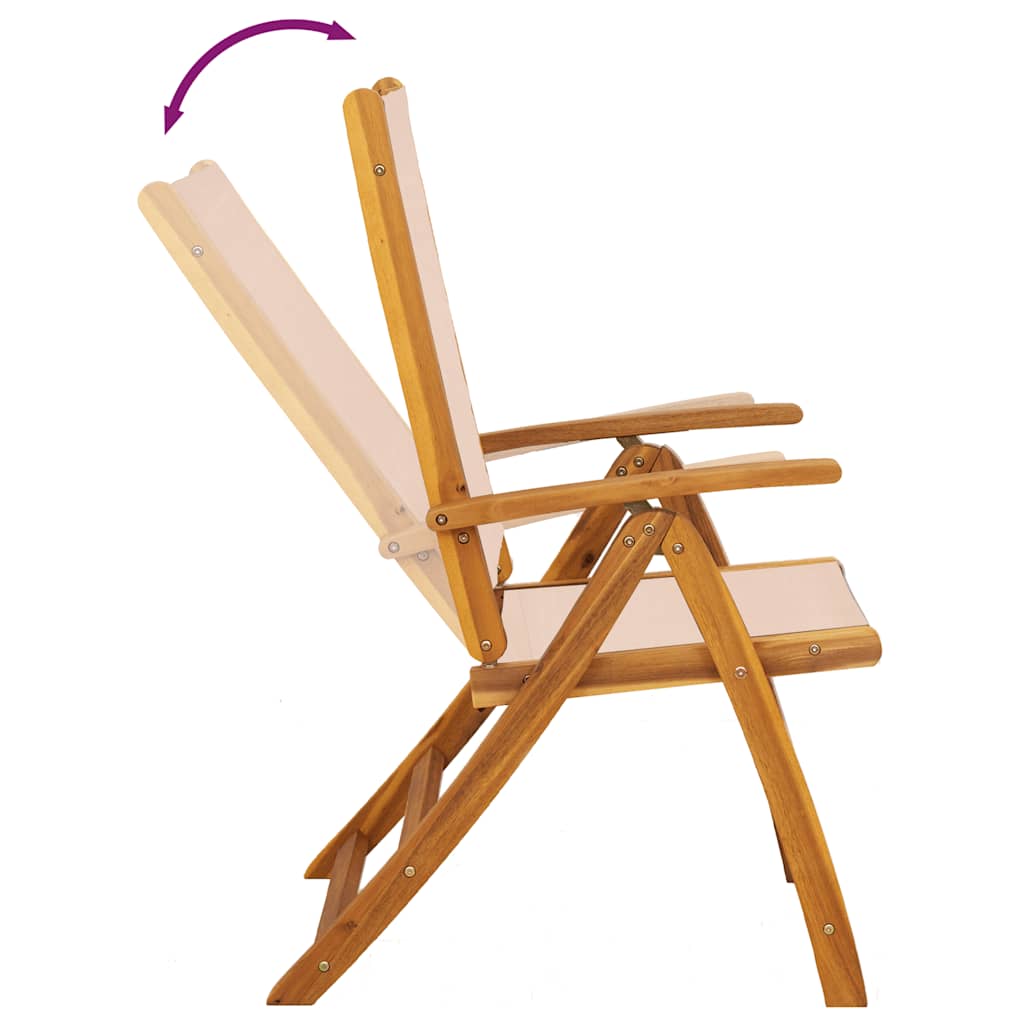 Set Pranzo da Giardino 5pz Legno Massello di Acacia e Textilene