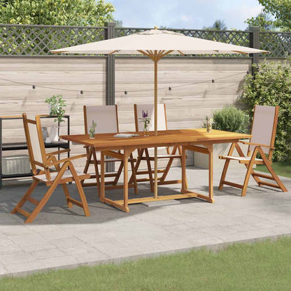 Set Pranzo da Giardino 5pz Legno Massello di Acacia e Textilene | homemem39