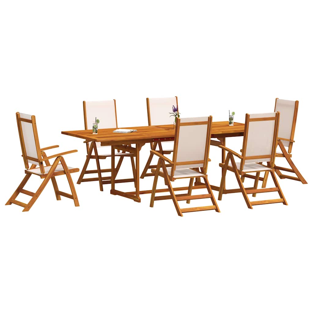 Set Pranzo da Giardino 7pz Legno Massello di Acacia e Textilene | homemem39