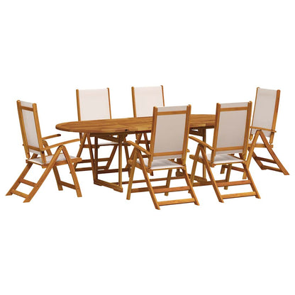 Set Pranzo da Giardino 7pz Legno Massello di Acacia e Textilene | homemem39