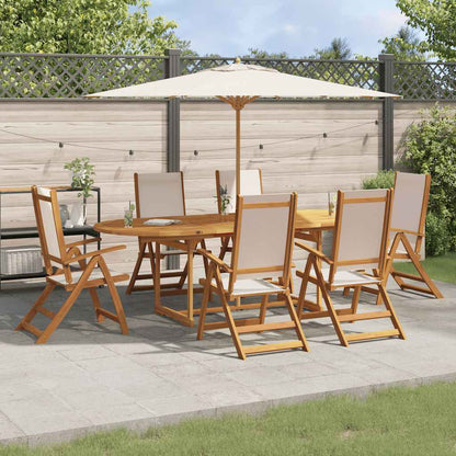 Set Pranzo da Giardino 7pz Legno Massello di Acacia e Textilene | homemem39