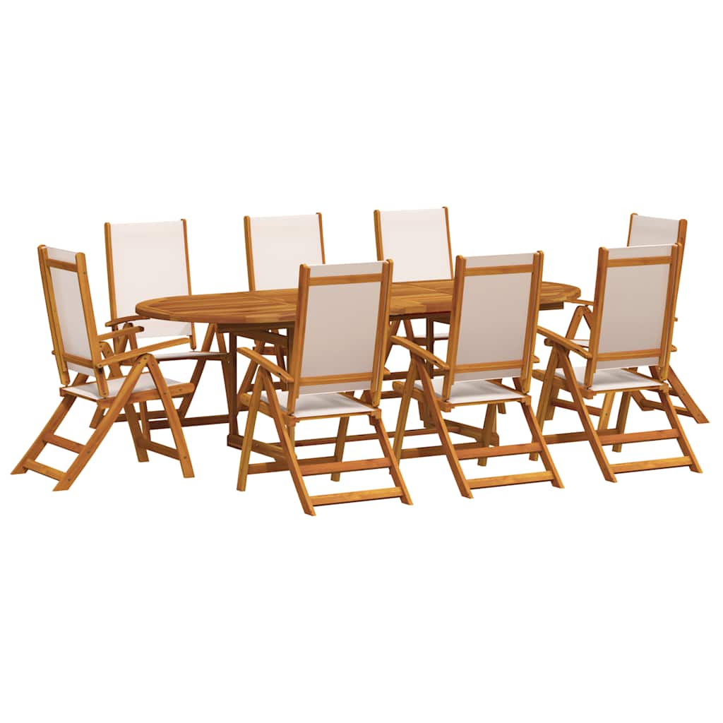 Set Pranzo da Giardino 9pz Legno Massello di Acacia e Textilene | homemem39