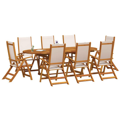 Set Pranzo da Giardino 9pz Legno Massello di Acacia e Textilene | homemem39