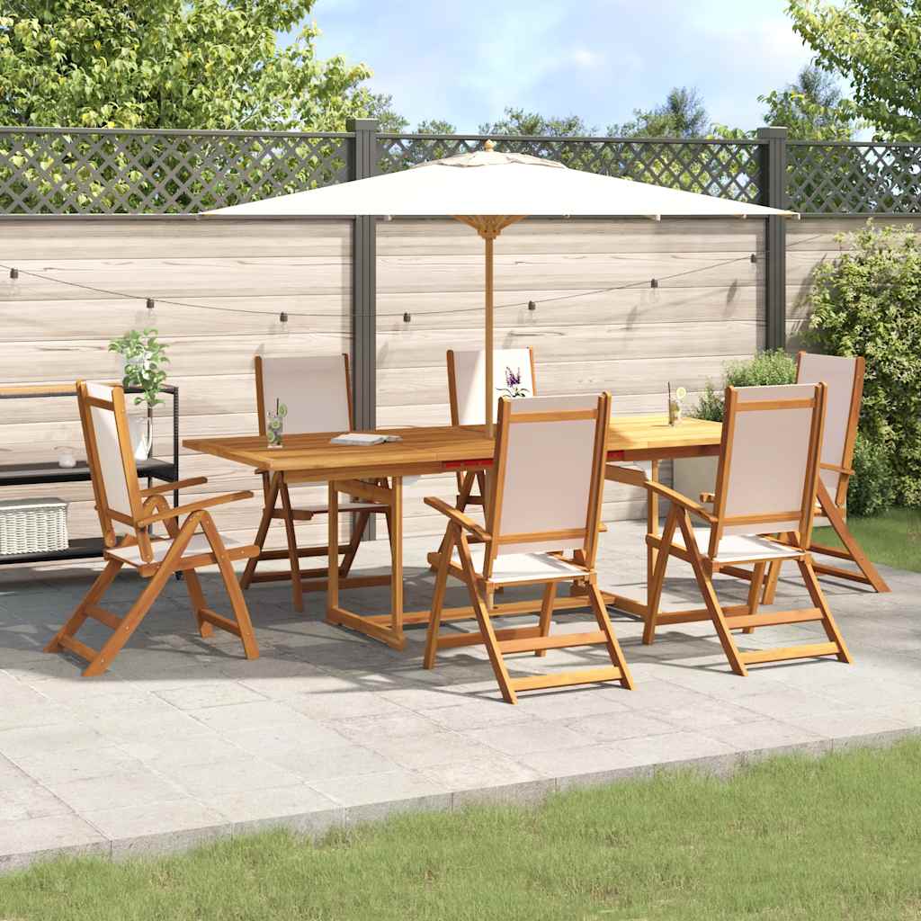 Set Pranzo da Giardino 7pz Legno Massello di Acacia e Textilene | homemem39