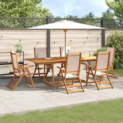 Set Pranzo da Giardino 7pz Legno Massello di Acacia e Textilene | homemem39