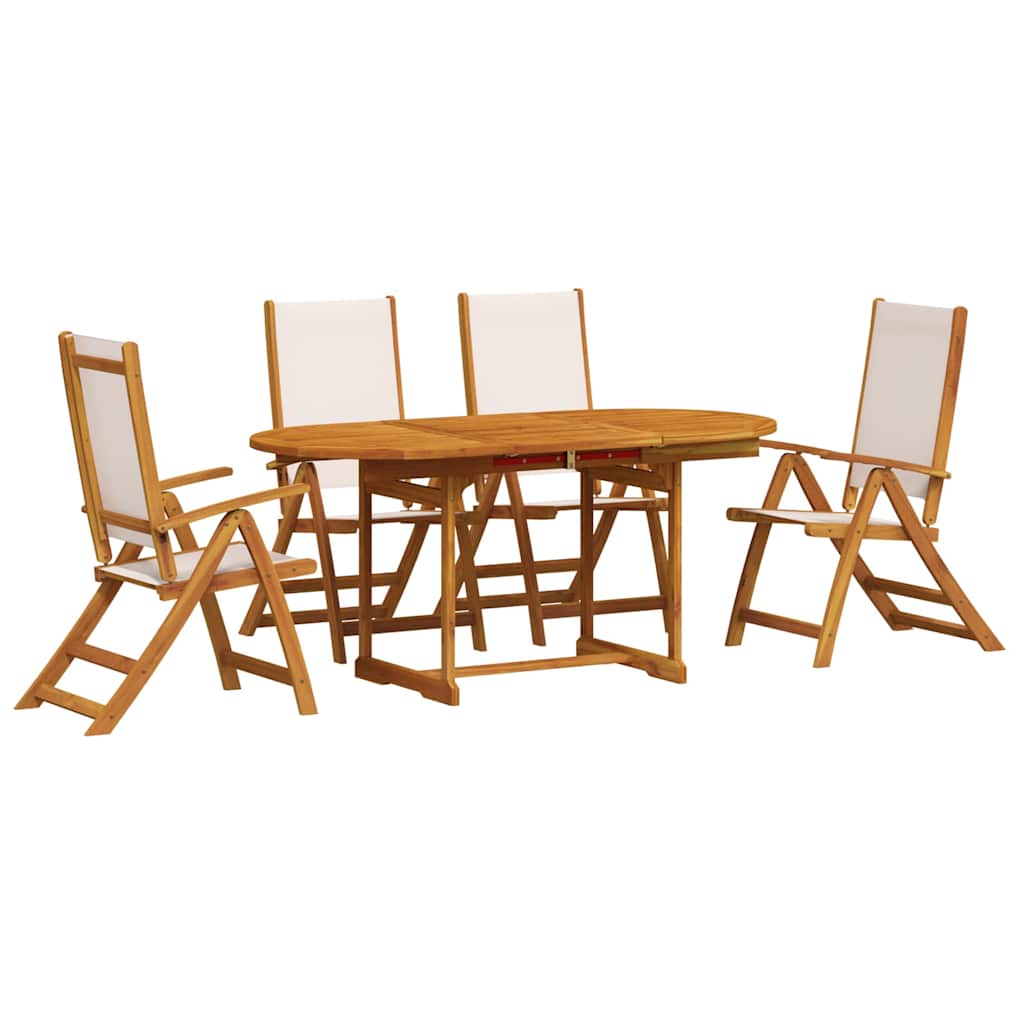 Set Pranzo da Giardino 5pz Legno Massello di Acacia e Textilene | homemem39