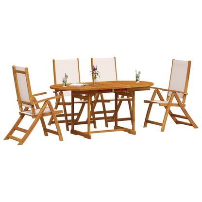 Set Pranzo da Giardino 5pz Legno Massello di Acacia e Textilene