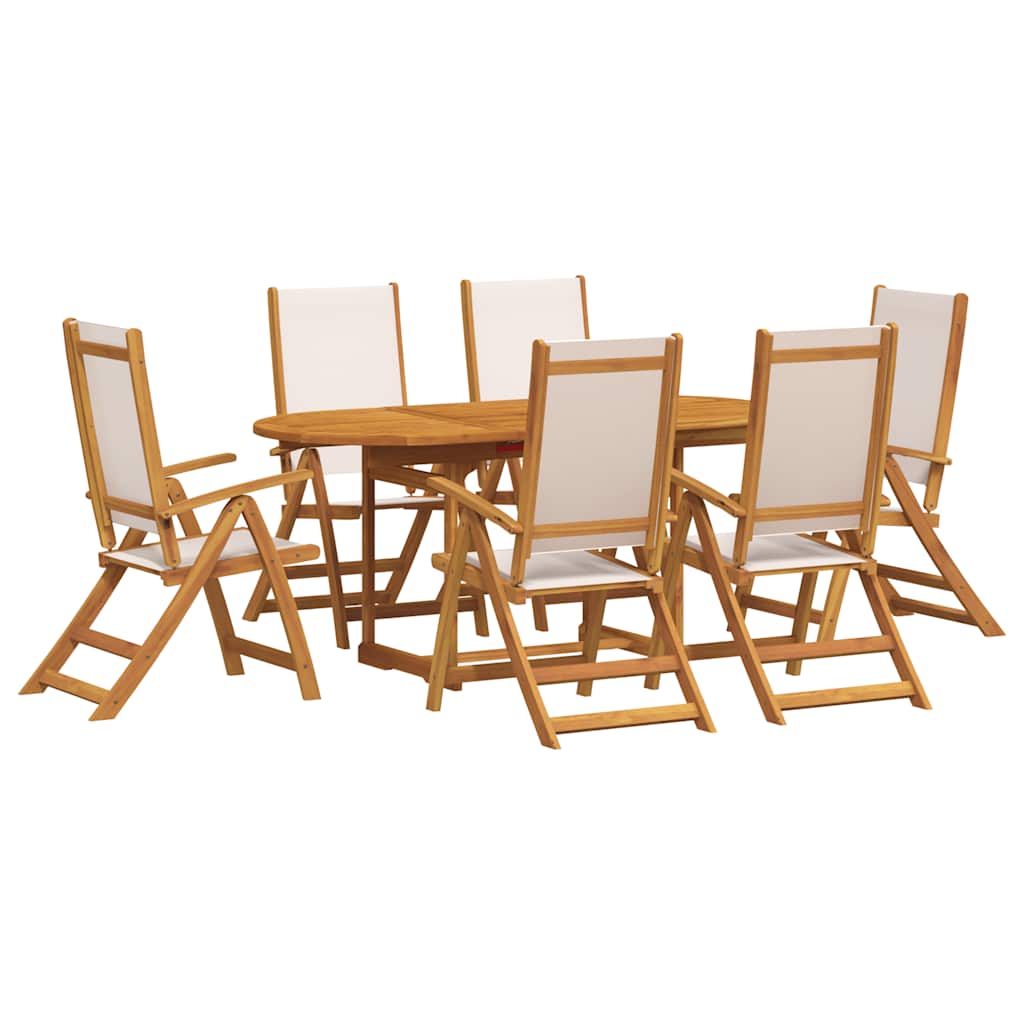 Set Pranzo da Giardino 7pz Legno Massello di Acacia e Textilene | homemem39