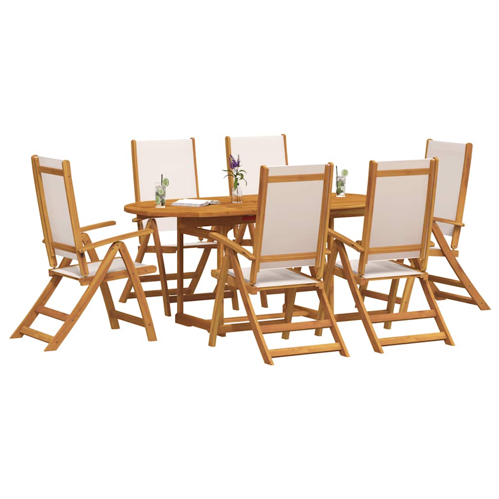 Set Pranzo da Giardino 7pz Legno Massello di Acacia e Textilene | homemem39