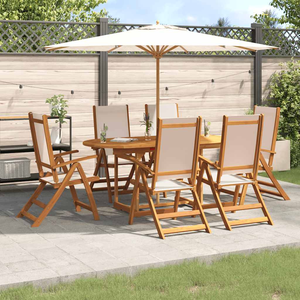 Set Pranzo da Giardino 7pz Legno Massello di Acacia e Textilene | homemem39