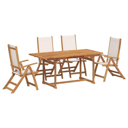 Set Pranzo da Giardino 5pz Legno Massello di Acacia e Textilene | homemem39
