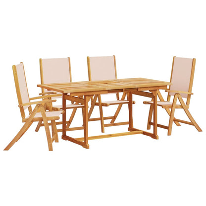 Set Pranzo da Giardino 5pz Legno Massello di Acacia e Textilene - homemem39