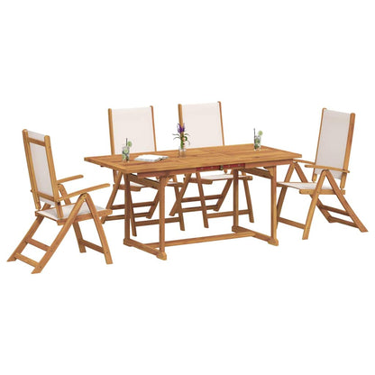 Set Pranzo da Giardino 5pz Legno Massello di Acacia e Textilene | homemem39