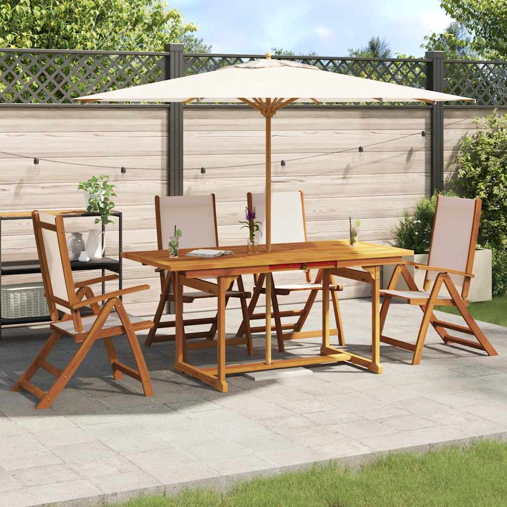 Set Pranzo da Giardino 5pz Legno Massello di Acacia e Textilene | homemem39