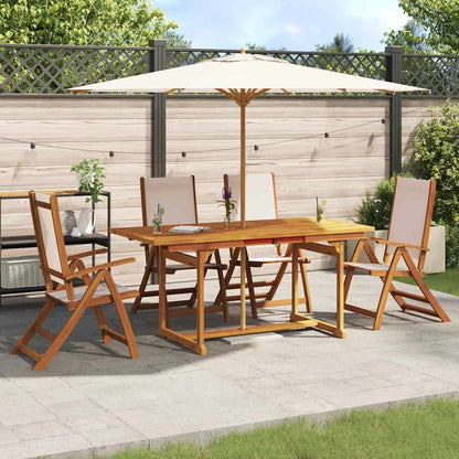 Set Pranzo da Giardino 5pz Legno Massello di Acacia e Textilene | homemem39