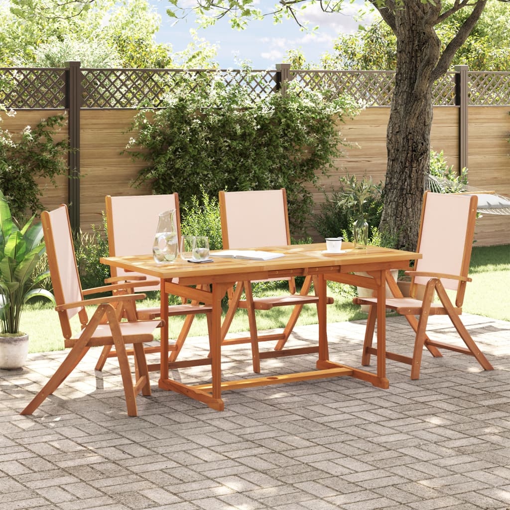 Set Pranzo da Giardino 5pz Legno Massello di Acacia e Textilene - homemem39