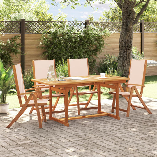 Set Pranzo da Giardino 5pz Legno Massello di Acacia e Textilene - homemem39