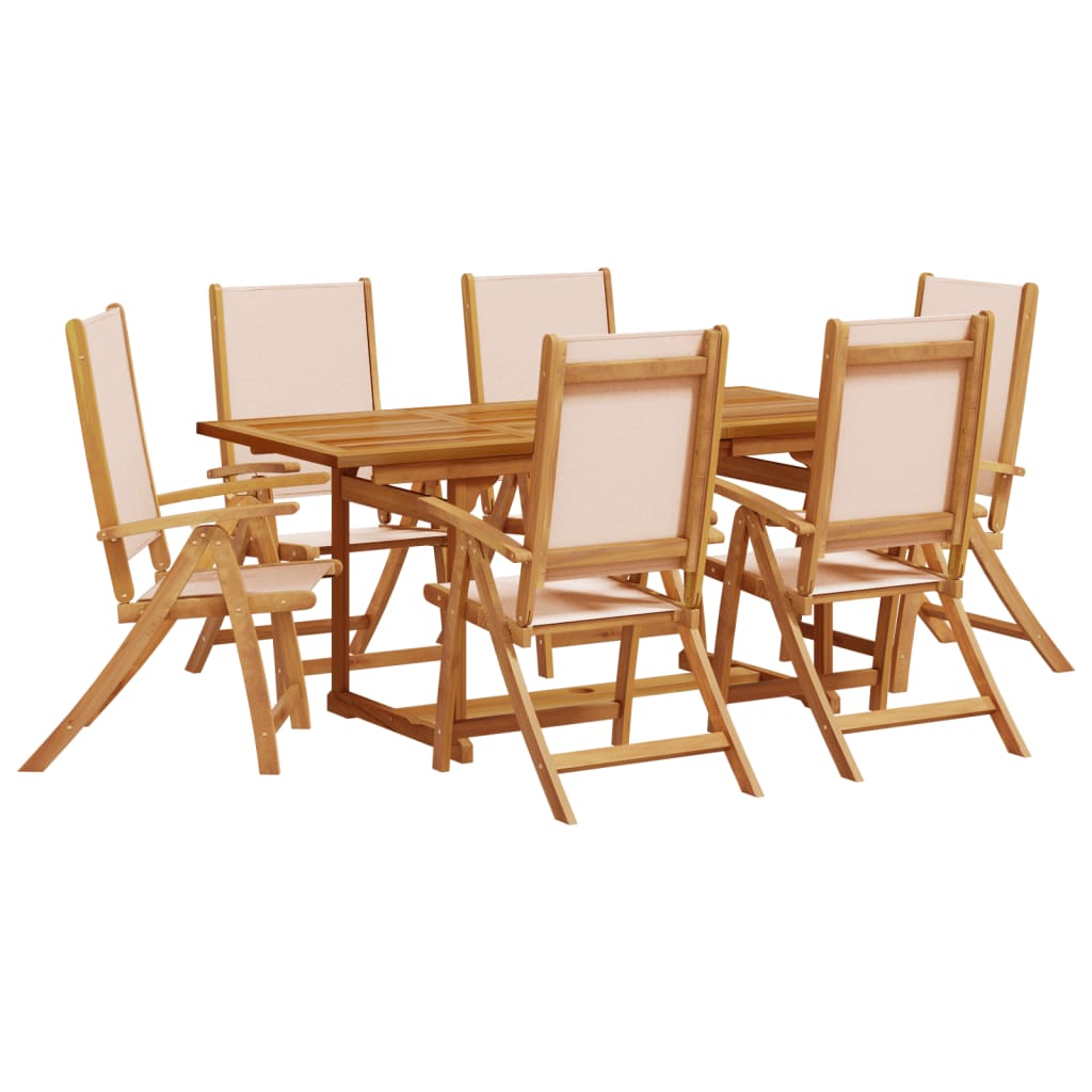Set Pranzo da Giardino 7pz Legno Massello di Acacia e Textilene - homemem39