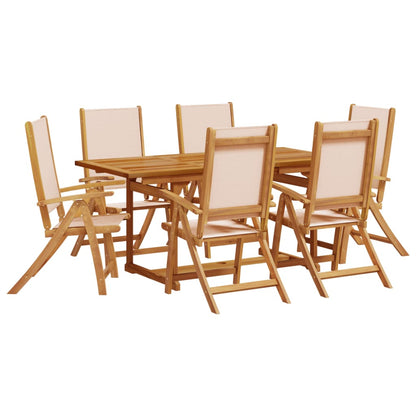 Set Pranzo da Giardino 7pz Legno Massello di Acacia e Textilene - homemem39