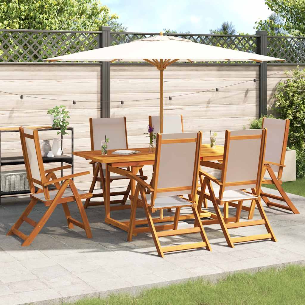 Set Pranzo da Giardino 7pz Legno Massello di Acacia e Textilene | homemem39