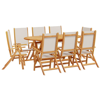Set Pranzo da Giardino 9pz Legno Massello di Acacia e Textilene