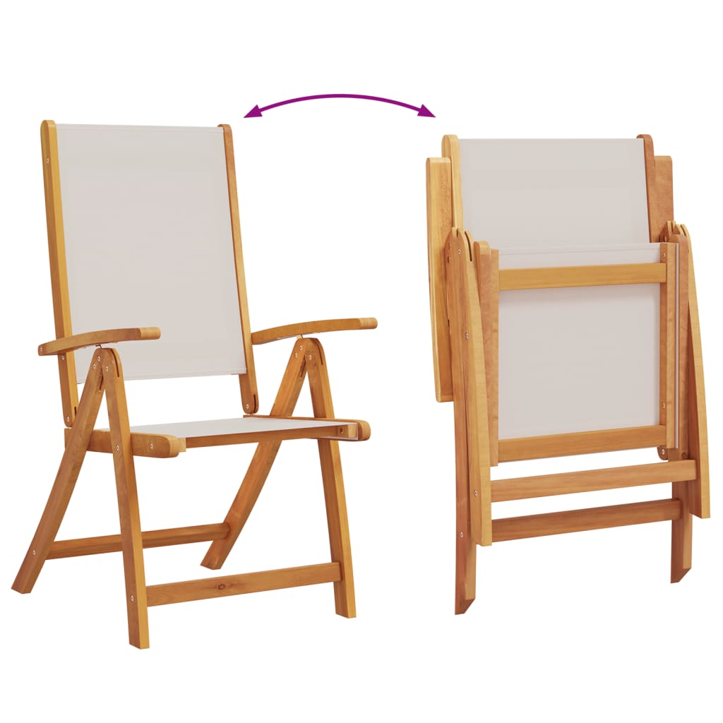 Set Pranzo da Giardino 9pz Legno Massello di Acacia e Textilene