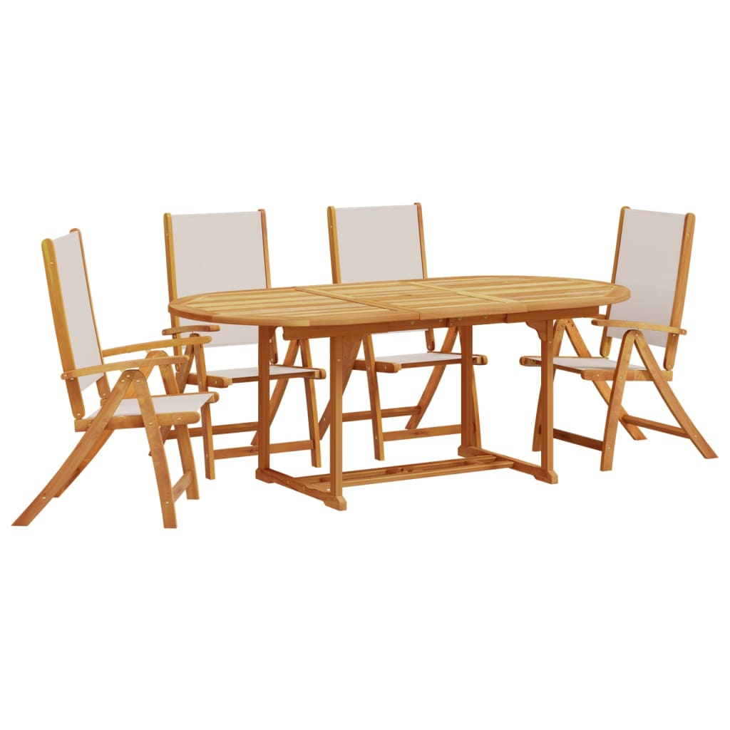Set Pranzo da Giardino 5pz Legno Massello di Acacia e Textilene - homemem39