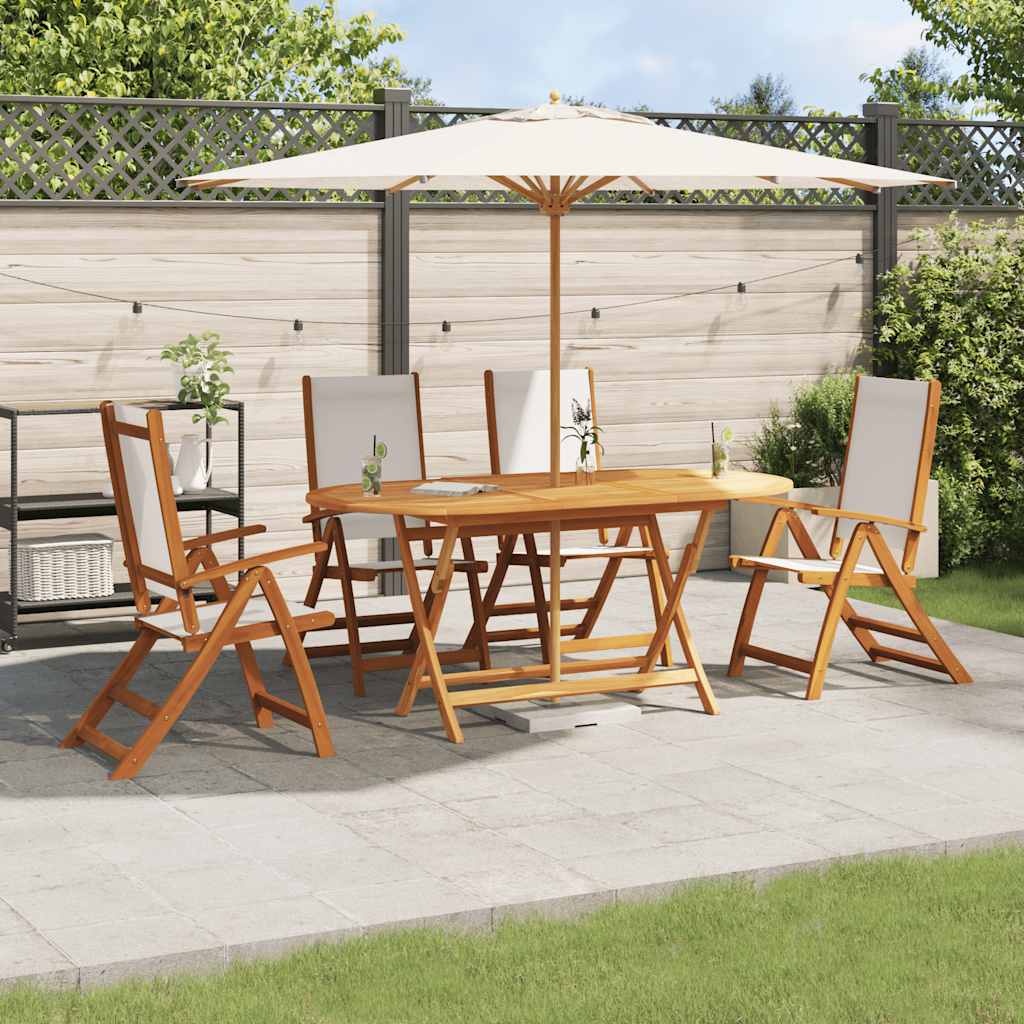 Set Pranzo da Giardino 5pz Legno Massello di Acacia e Textilene | homemem39
