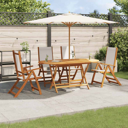 Set Pranzo da Giardino 5pz Legno Massello di Acacia e Textilene | homemem39