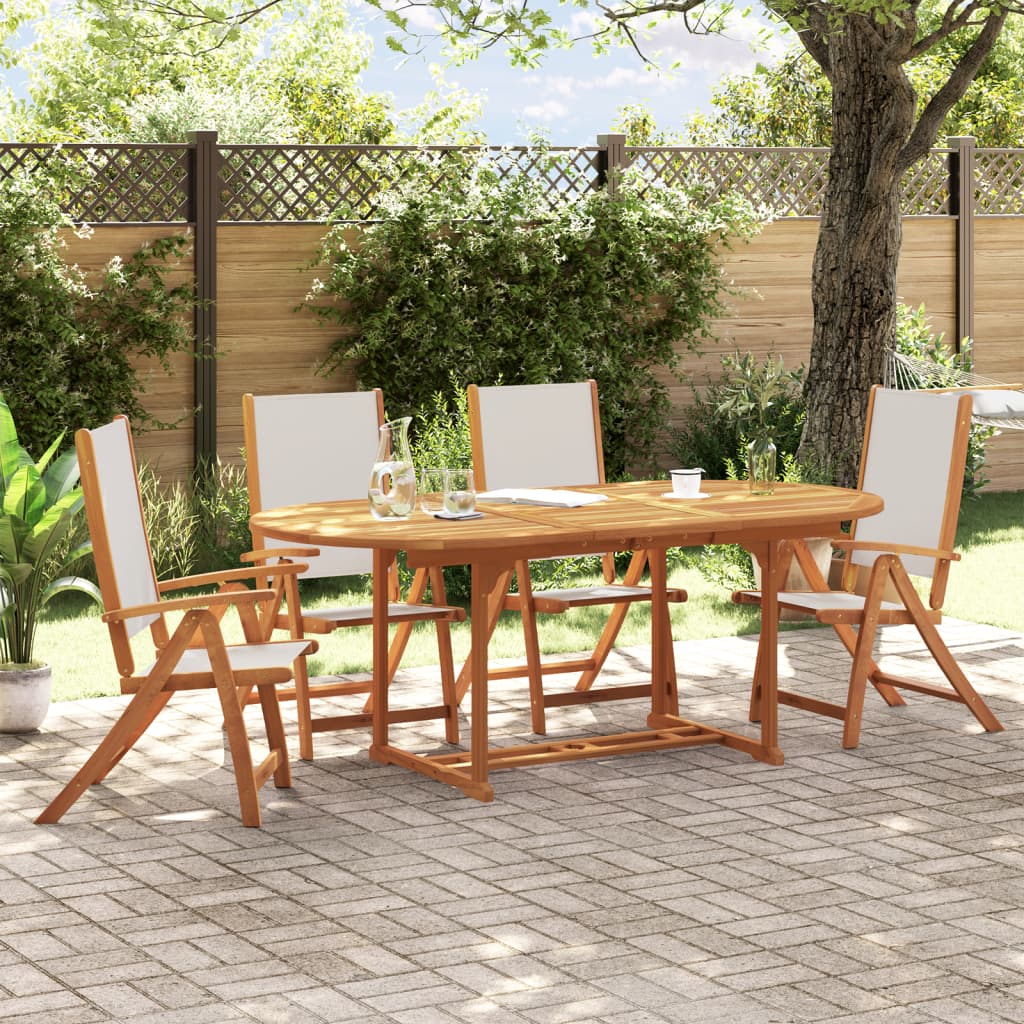 Set Pranzo da Giardino 5pz Legno Massello di Acacia e Textilene - homemem39