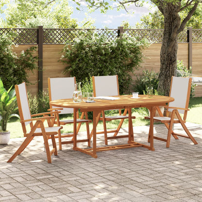 Set Pranzo da Giardino 5pz Legno Massello di Acacia e Textilene - homemem39