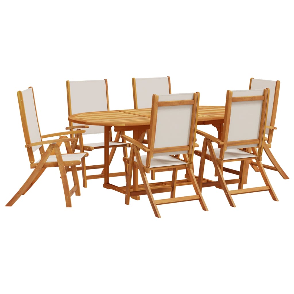 Set Pranzo da Giardino 7pz Legno Massello di Acacia e Textilene - homemem39