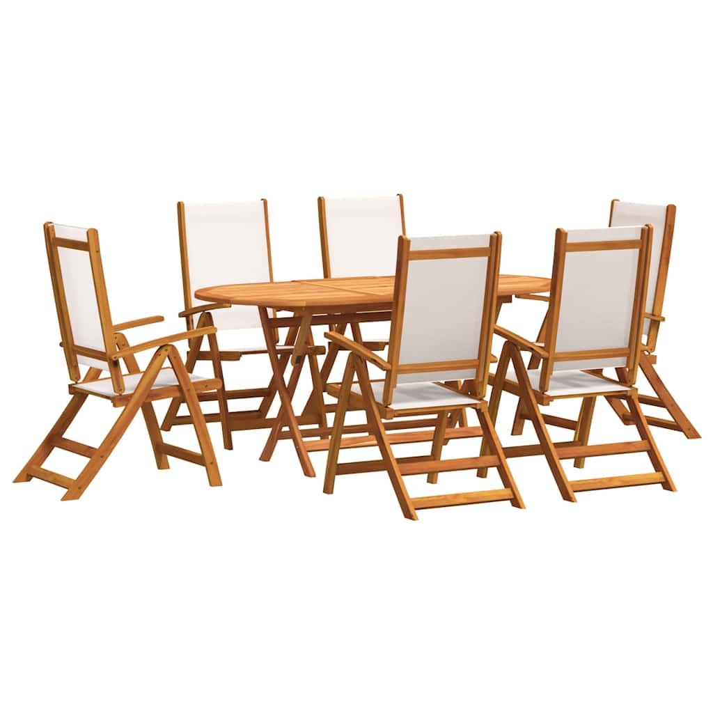 Set Pranzo da Giardino 7pz Legno Massello di Acacia e Textilene