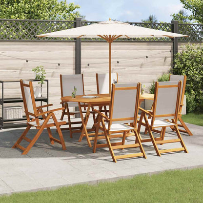 Set Pranzo da Giardino 7pz Legno Massello di Acacia e Textilene | homemem39