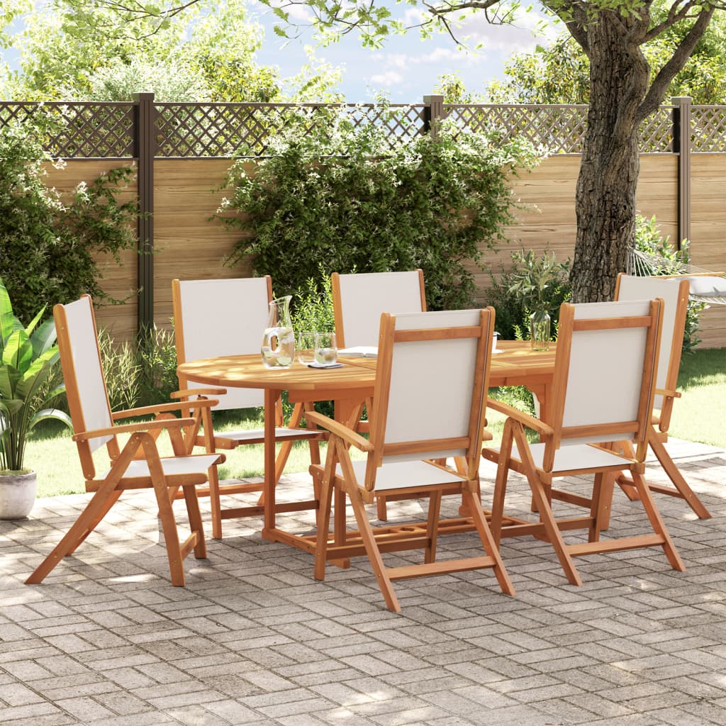 Set Pranzo da Giardino 7pz Legno Massello di Acacia e Textilene - homemem39