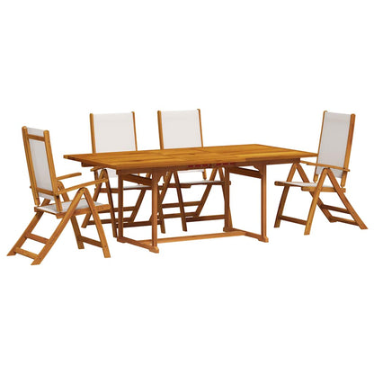 Set Pranzo da Giardino 5pz Legno Massello di Acacia e Textilene | homemem39