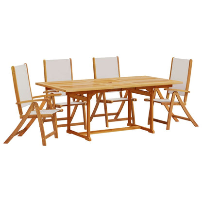 Set Pranzo da Giardino 5pz Legno Massello di Acacia e Textilene - homemem39