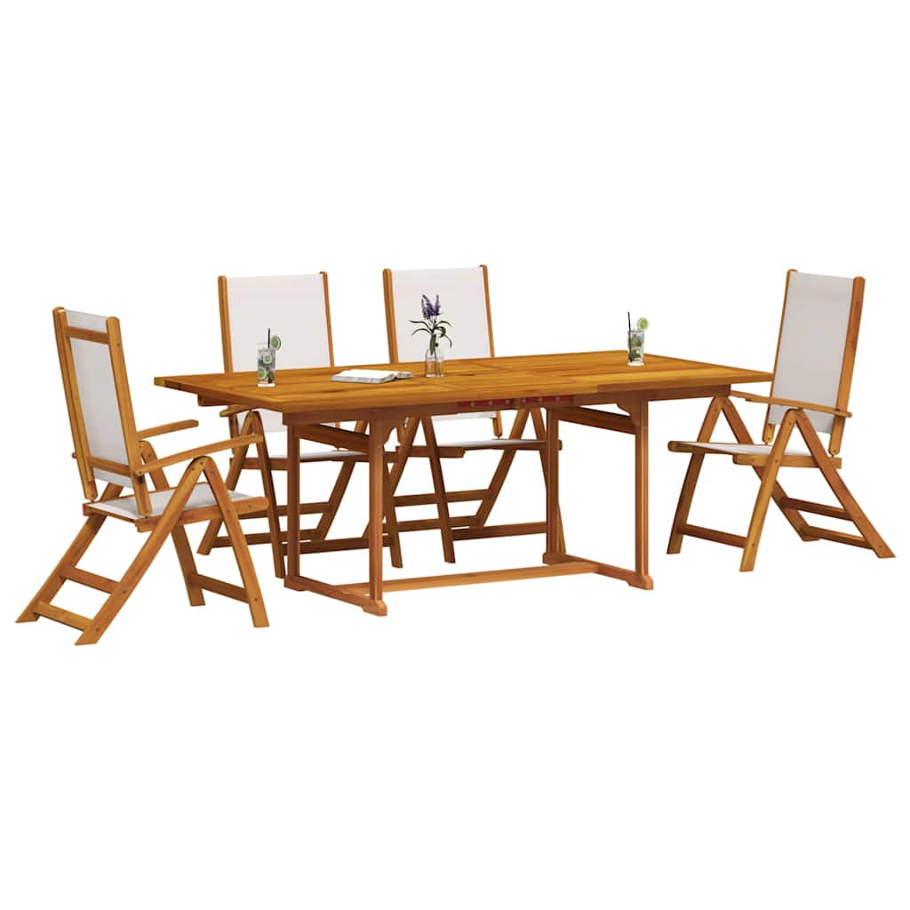 Set Pranzo da Giardino 5pz Legno Massello di Acacia e Textilene | homemem39
