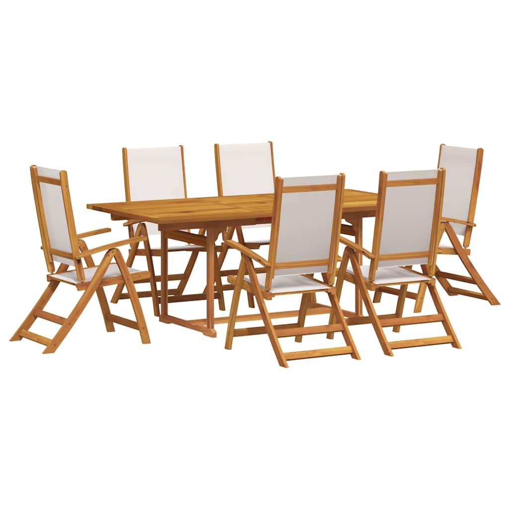 Set Pranzo da Giardino 7pz Legno Massello di Acacia e Textilene | homemem39