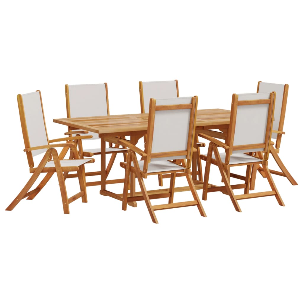 Set Pranzo da Giardino 7pz Legno Massello di Acacia e Textilene - homemem39