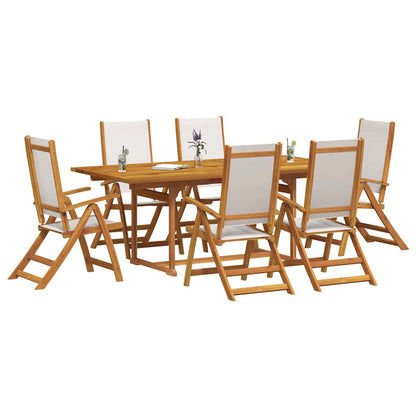 Set Pranzo da Giardino 7pz Legno Massello di Acacia e Textilene