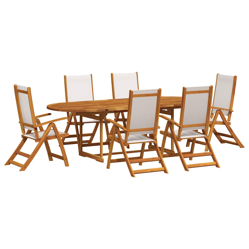 Set Pranzo da Giardino 9pz Legno Massello di Acacia e Textilene