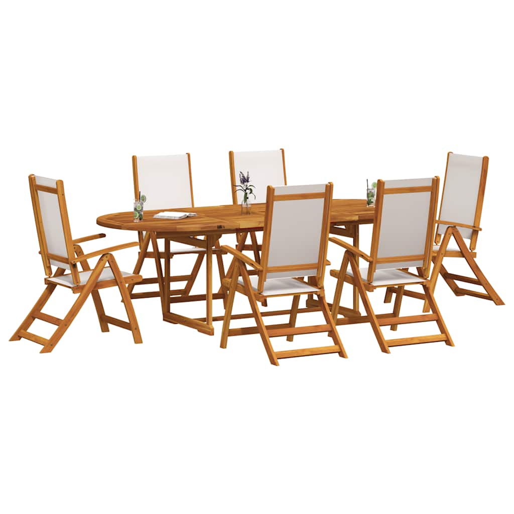 Set Pranzo da Giardino 9pz Legno Massello di Acacia e Textilene | homemem39