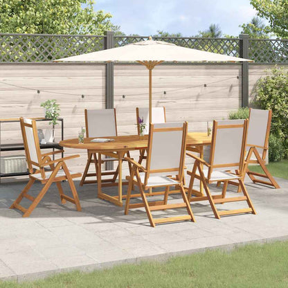 Set Pranzo da Giardino 9pz Legno Massello di Acacia e Textilene