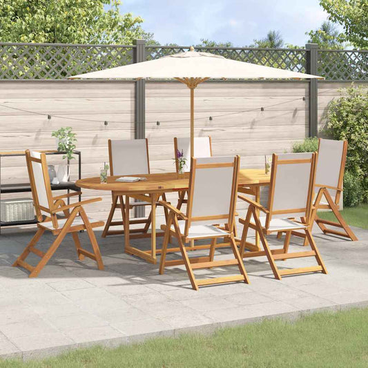 Set Pranzo da Giardino 9pz Legno Massello di Acacia e Textilene