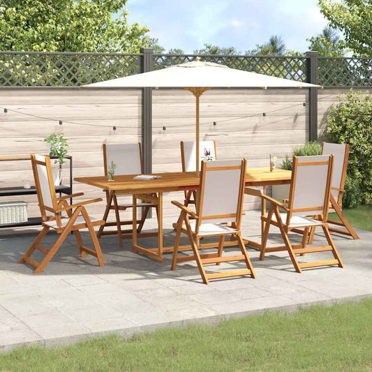 Set Pranzo da Giardino 7pz Legno Massello di Acacia e Textilene