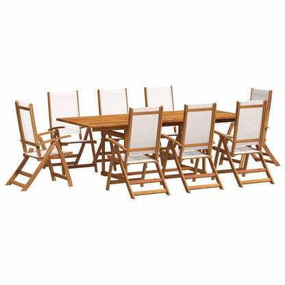 Set Pranzo da Giardino 9pz Legno Massello di Acacia e Textilene